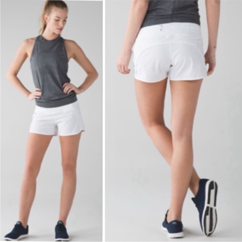 Lululemon Run Times Short *2-way Stretch In White Size 6